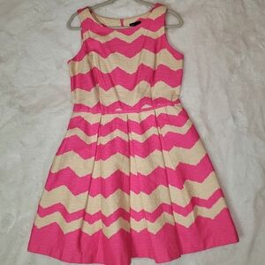 Just Taylor Chevron Print Dress size 12 Pink and Tan